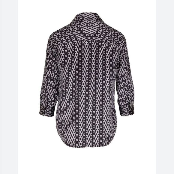 L'AGENCE Nina Black & White Chain Print Silk Blouse XS NWT $390.00 - Picture 5 of 9